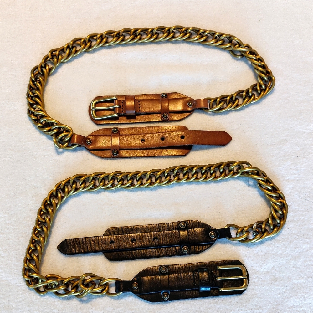 2 Linea Pelle Genuine Leather and Resin Belts